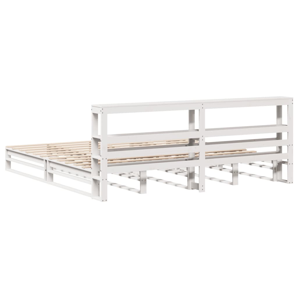 Bed Frame without Mattress White 180x200 cm Super King Solid Wood Pine