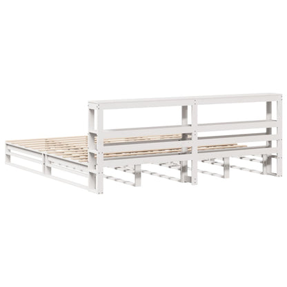 Bed Frame without Mattress White 180x200 cm Super King Solid Wood Pine