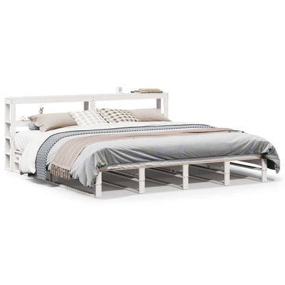 Bed Frame without Mattress White 200x200 cm Solid Wood Pine