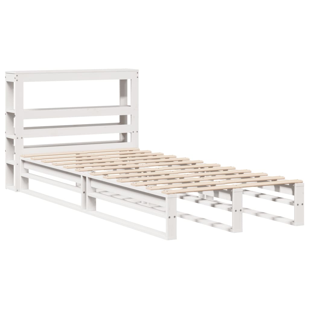 Bed Frame without Mattress White 75x190 cm Small Single Solid Wood Pine