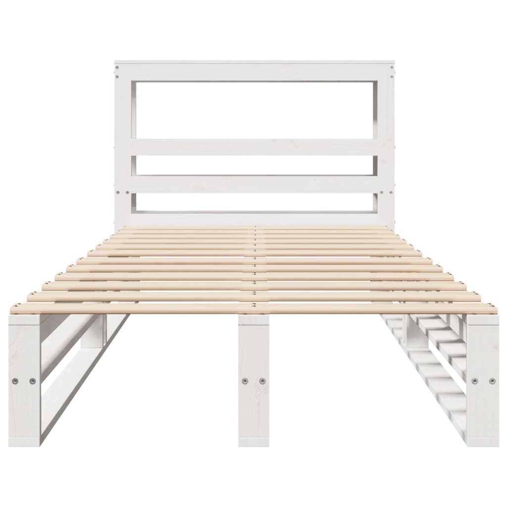 Bed Frame without Mattress White 75x190 cm Small Single Solid Wood Pine