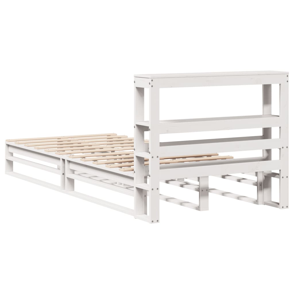 Bed Frame without Mattress White 75x190 cm Small Single Solid Wood Pine