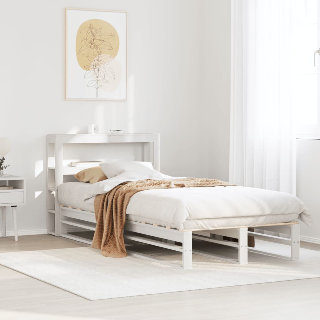 Bed Frame without Mattress White 75x190 cm Small Single Solid Wood Pine