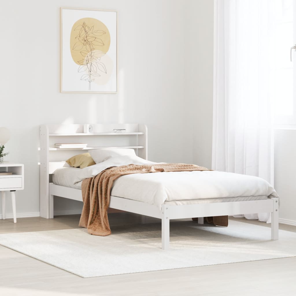 Bed Frame without Mattress White 75x190 cm Small Single Solid Wood Pine