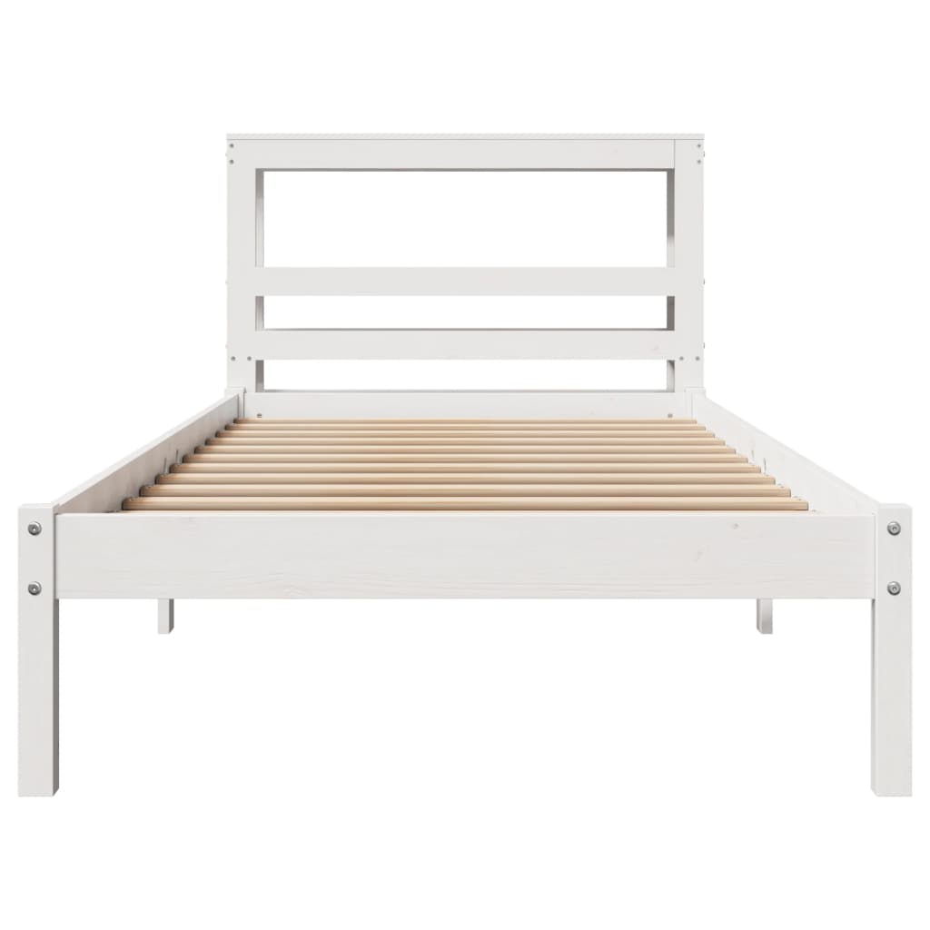 Bed Frame without Mattress White 90x190 cm Single Solid Wood Pine