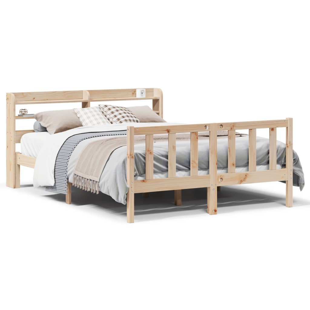 Bed Frame without Mattress 135x190 cm Double Solid Wood Pine