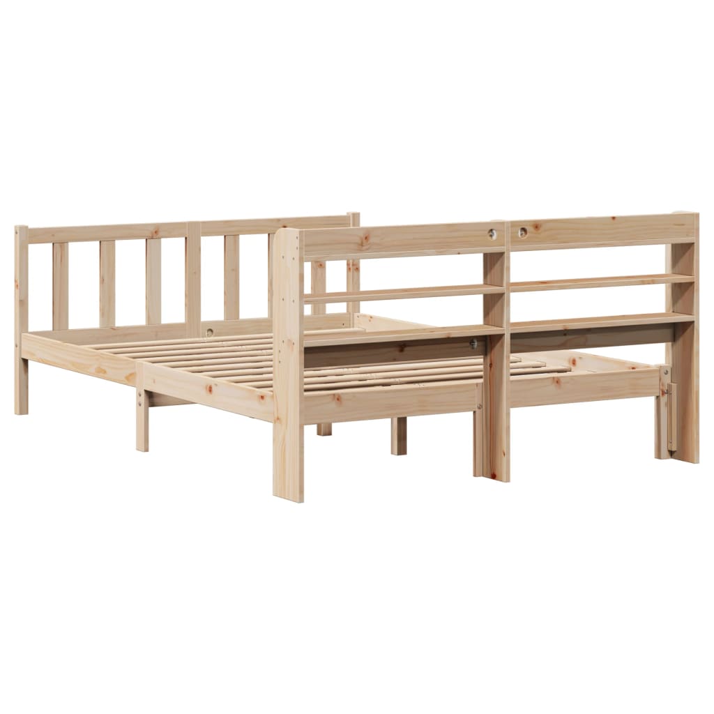 Bed Frame without Mattress 135x190 cm Double Solid Wood Pine