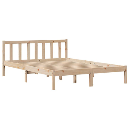 Bed Frame without Mattress 135x190 cm Double Solid Wood Pine