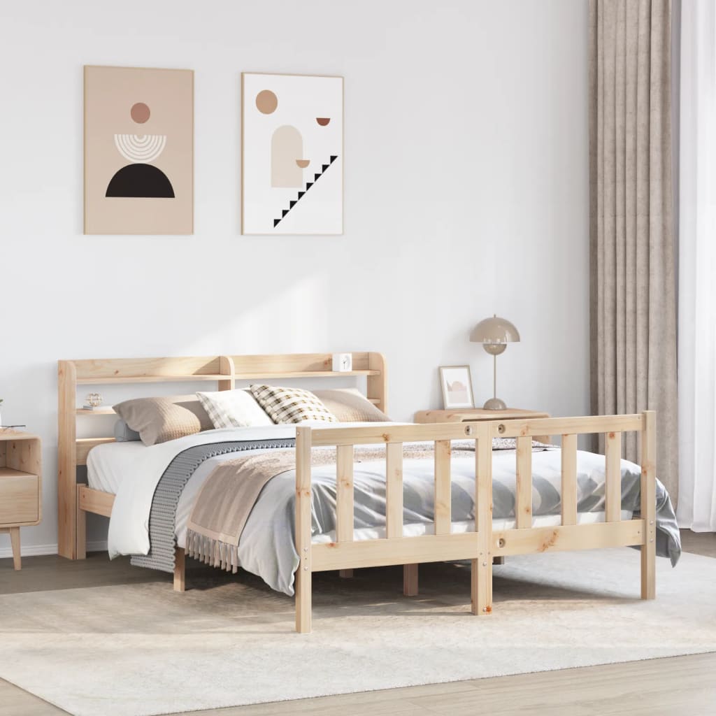 Bed Frame without Mattress 135x190 cm Double Solid Wood Pine