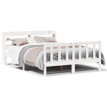 Bed Frame without Mattress White 150x200 cm King Size Solid Wood Pine