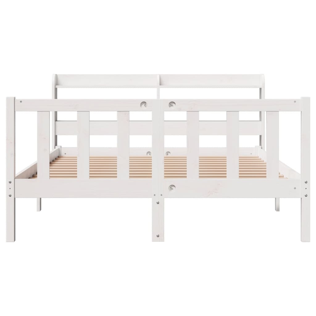 Bed Frame without Mattress White 150x200 cm King Size Solid Wood Pine
