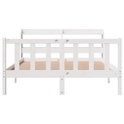 Bed Frame without Mattress White 150x200 cm King Size Solid Wood Pine