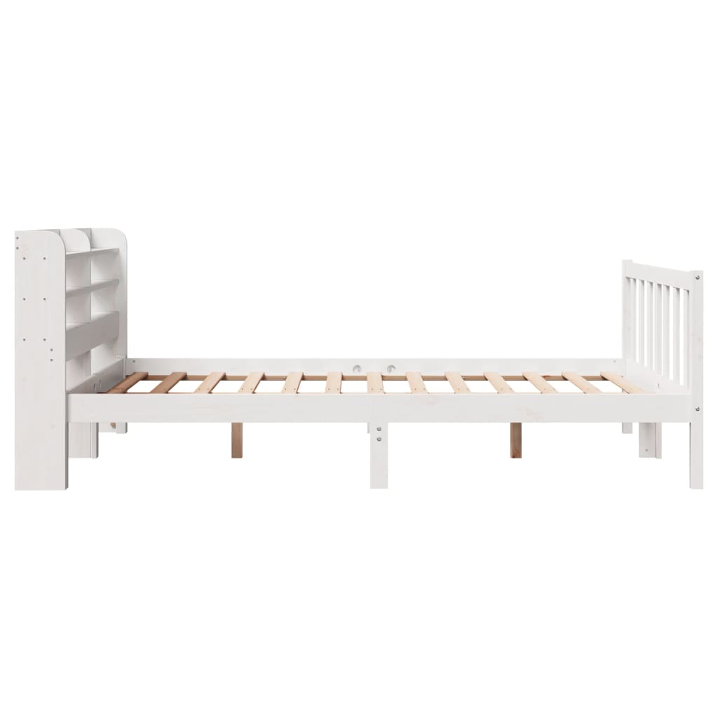 Bed Frame without Mattress White 150x200 cm King Size Solid Wood Pine