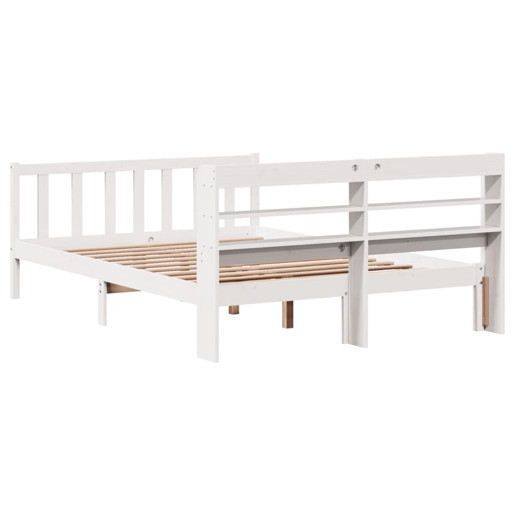 Bed Frame without Mattress White 150x200 cm King Size Solid Wood Pine