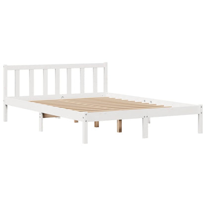 Bed Frame without Mattress White 150x200 cm King Size Solid Wood Pine