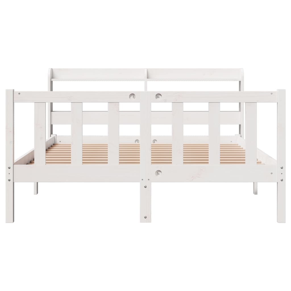 Bed Frame without Mattress White 160x200 cm Solid Wood Pine