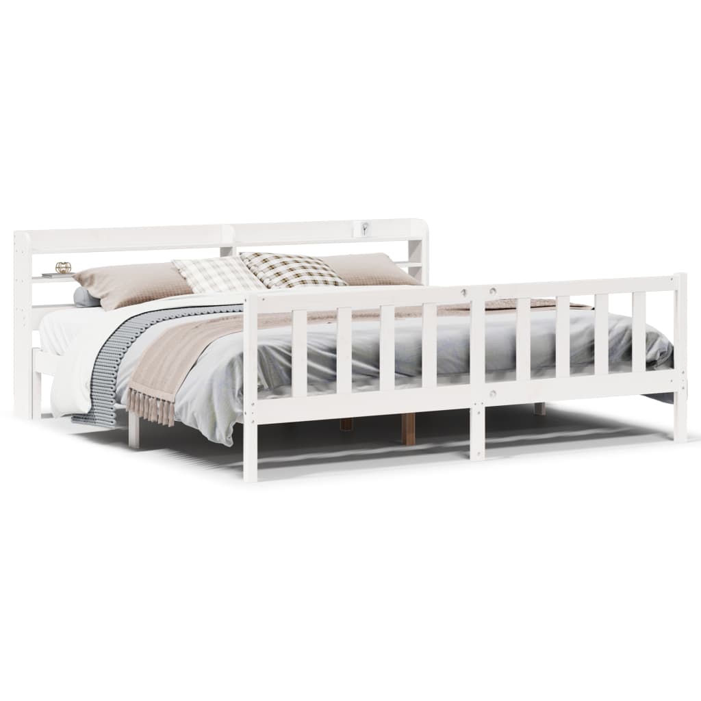 Bed Frame without Mattress White 180x200 cm Super King Solid Wood Pine