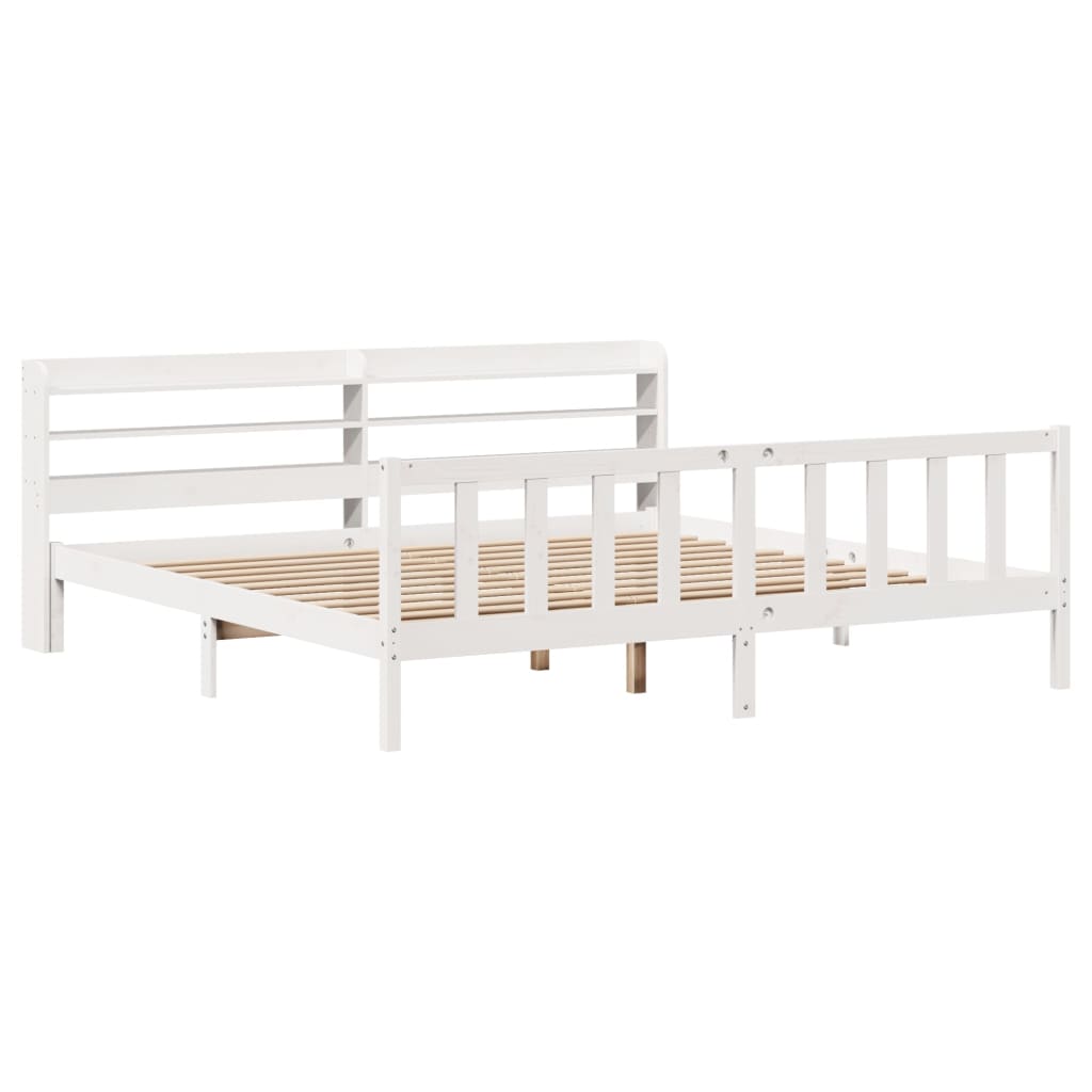 Bed Frame without Mattress White 180x200 cm Super King Solid Wood Pine
