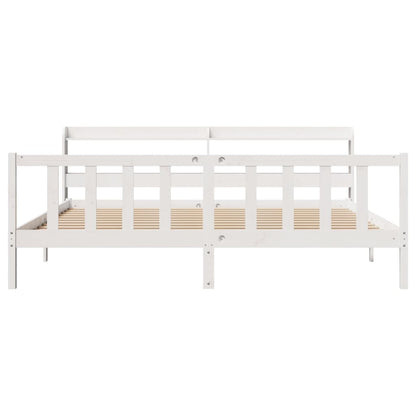 Bed Frame without Mattress White 180x200 cm Super King Solid Wood Pine