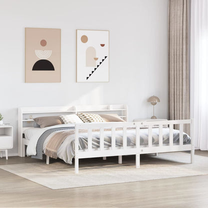 Bed Frame without Mattress White 180x200 cm Super King Solid Wood Pine