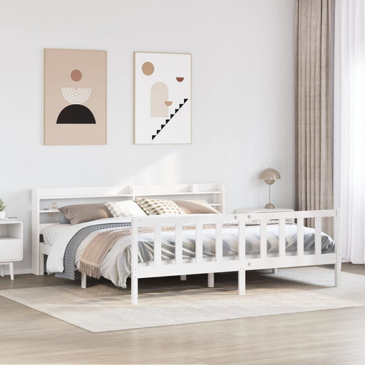 Bed Frame without Mattress White 180x200 cm Super King Solid Wood Pine