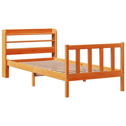 Bed Frame with Headboard without Mattress Wax Brown 100x200 cm