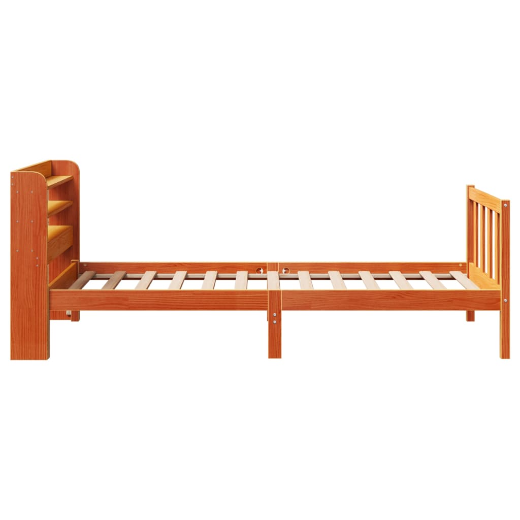 Bed Frame with Headboard without Mattress Wax Brown 100x200 cm
