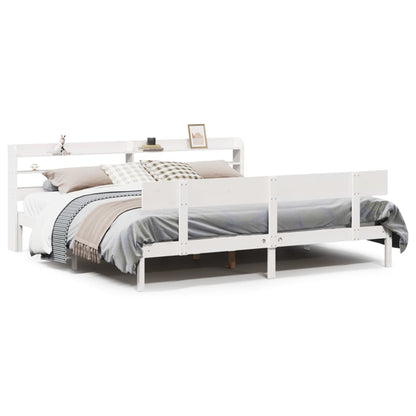 Bed Frame without Mattress White 200x200 cm Solid Wood Pine