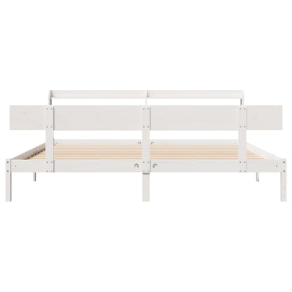Bed Frame without Mattress White 200x200 cm Solid Wood Pine