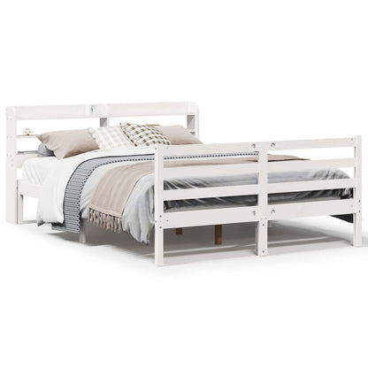 Bed Frame with Headboard without Mattress White 135x190 cm Double
