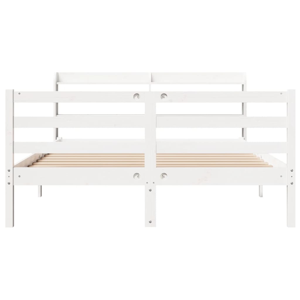 Bed Frame with Headboard without Mattress White 135x190 cm Double