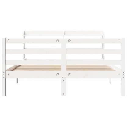 Bed Frame with Headboard without Mattress White 135x190 cm Double