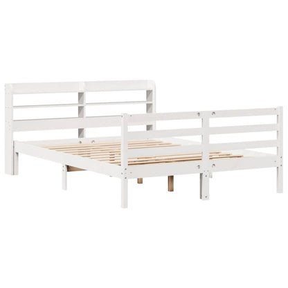 Bed Frame with Headboard without Mattress White 140x190 cm