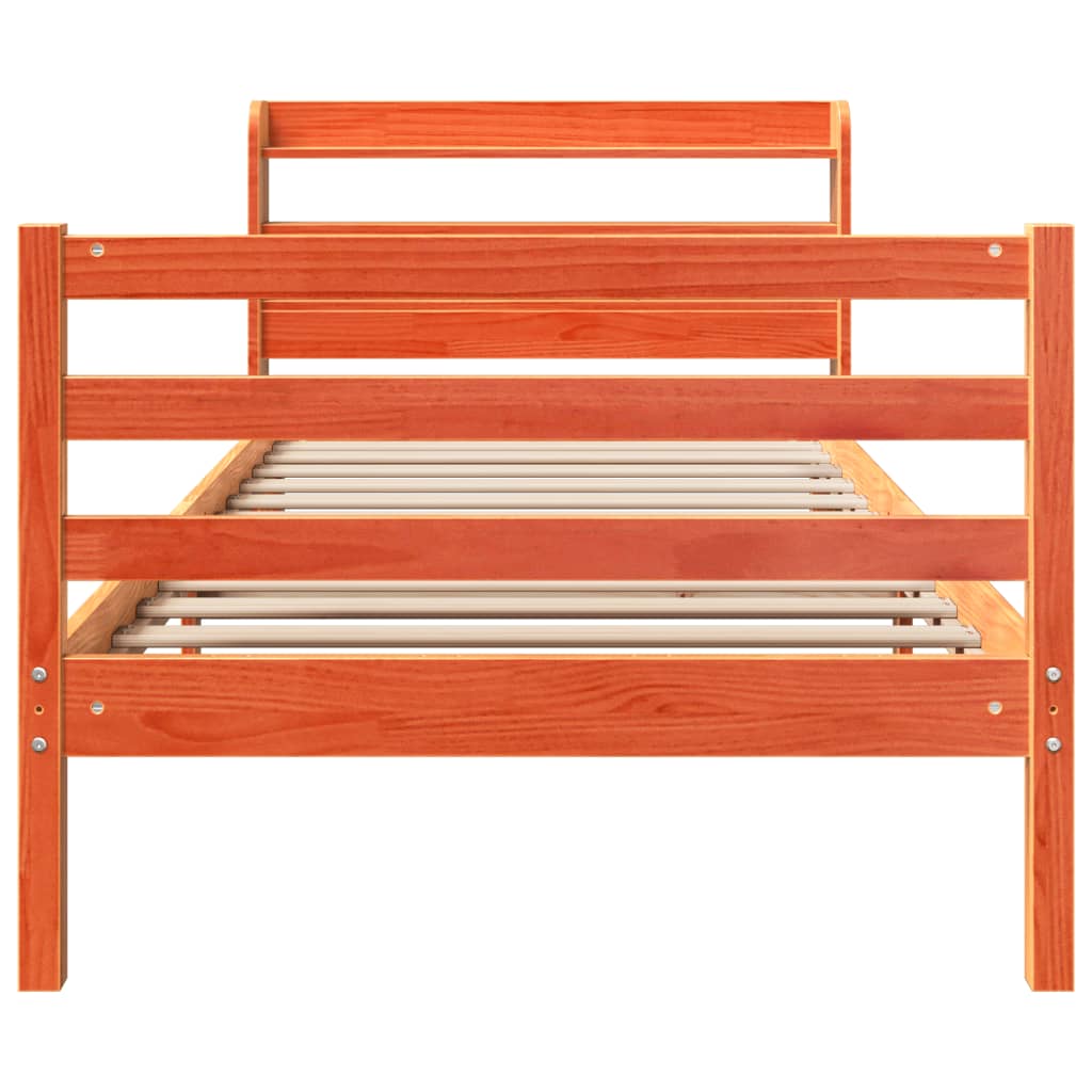 Bed Frame without Mattress Wax Brown 100x200 cm Solid Wood Pine