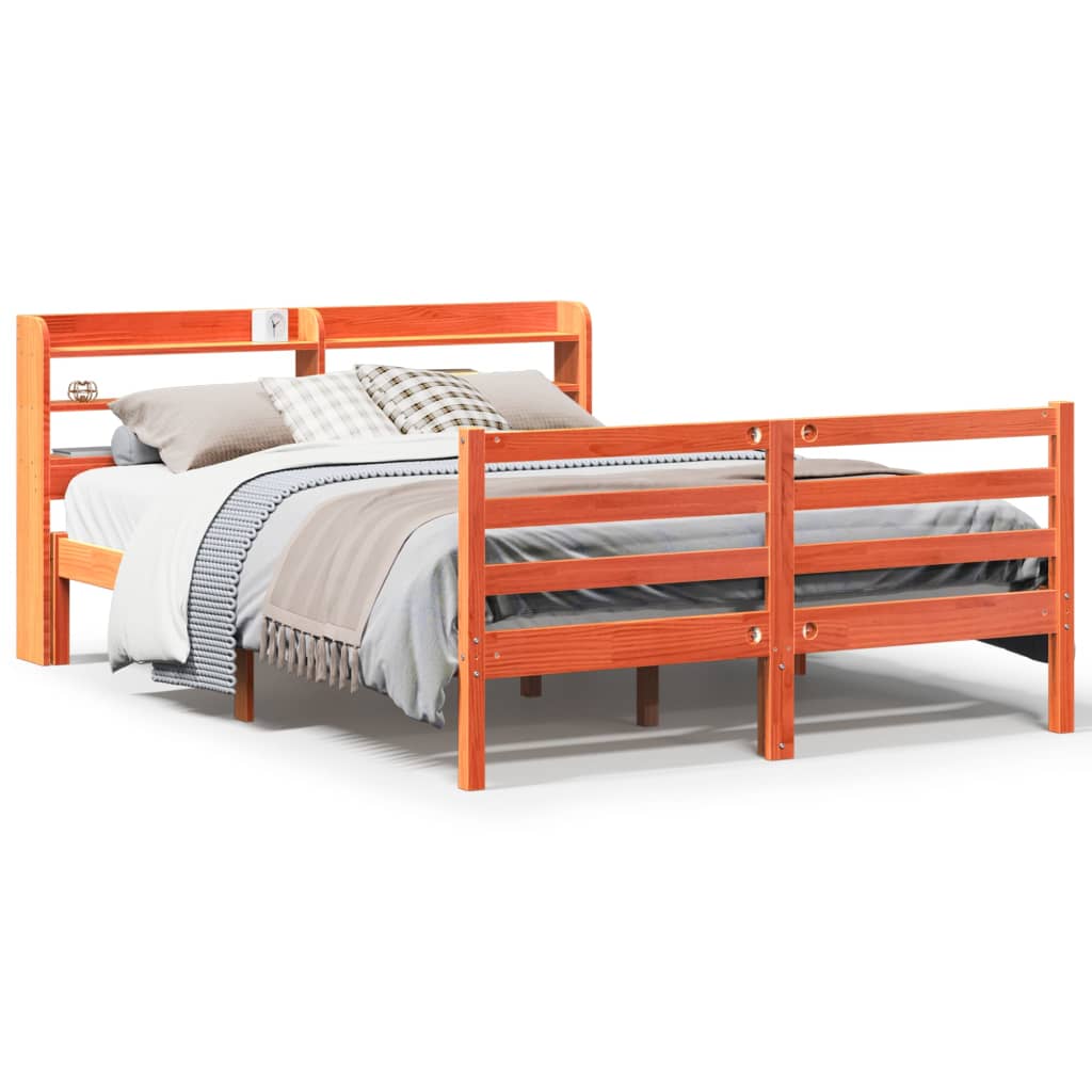 Bed Frame without Mattress Wax Brown 160x200 cm Solid Wood Pine