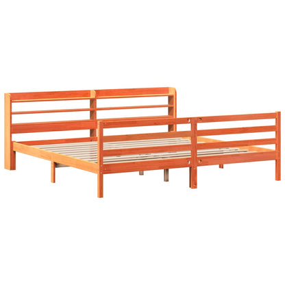 Bed Frame without Mattress Wax Brown 180x200 cm Super King Solid Wood Pine