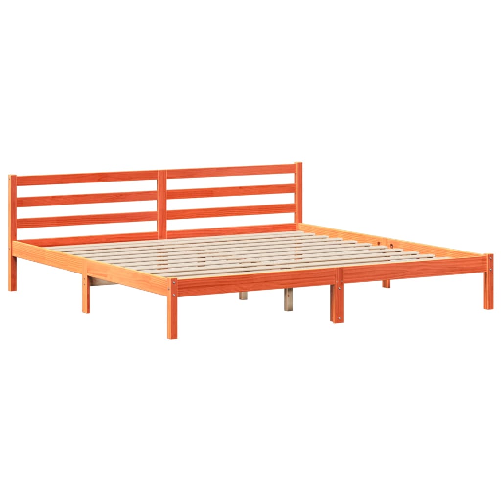 Bed Frame without Mattress Wax Brown 180x200 cm Super King Solid Wood Pine