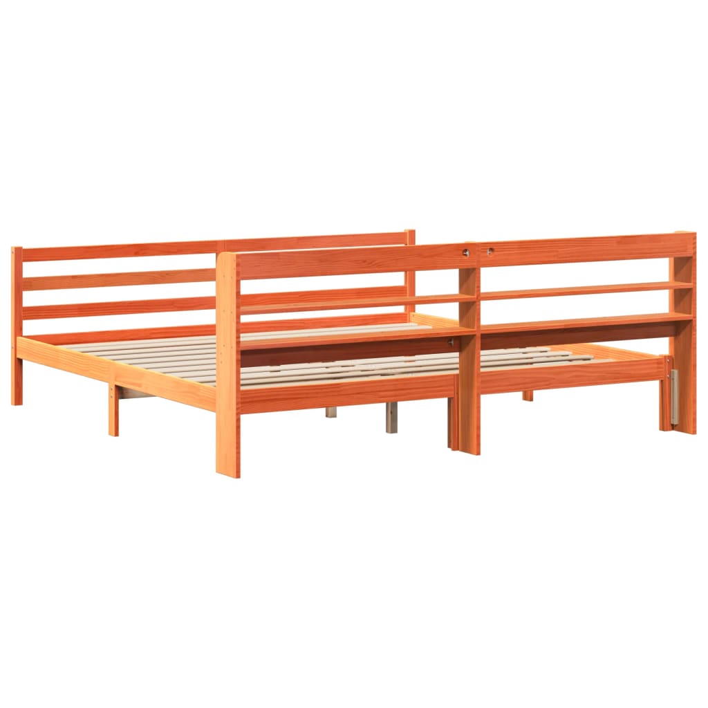 Bed Frame without Mattress Wax Brown 180x200 cm Super King Solid Wood Pine