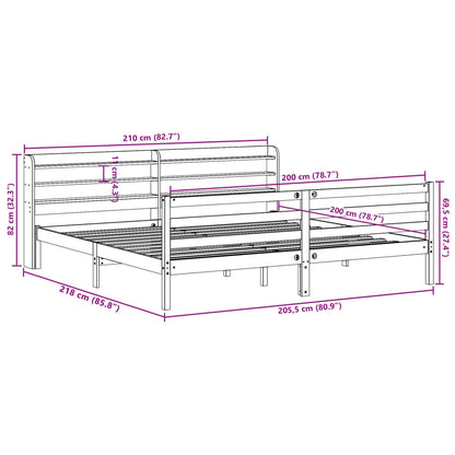 Bed Frame without Mattress Wax Brown 200x200 cm Solid Wood Pine