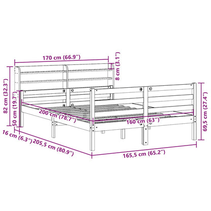 Bed Frame with Headboard without Mattress 160x200 cm