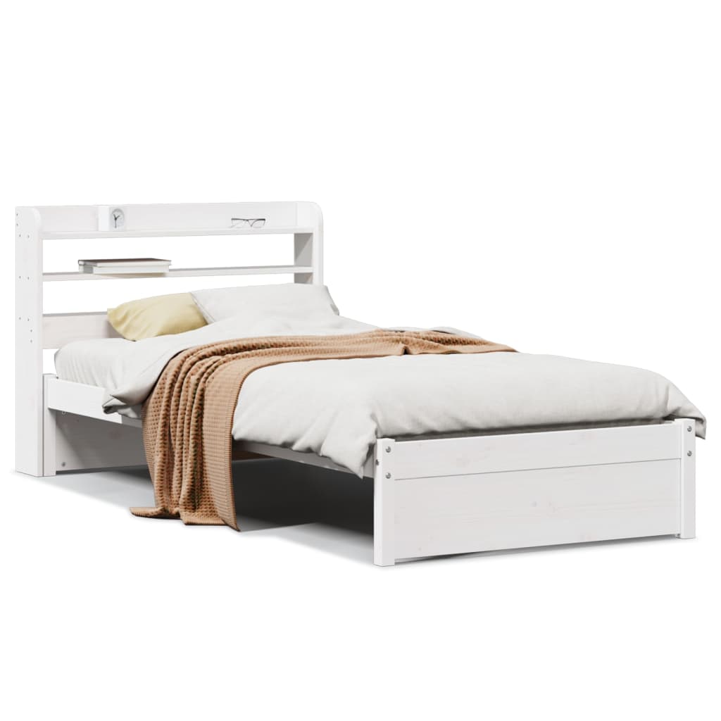 Bed Frame with Headboard without Mattress White 90x190 cm Single
