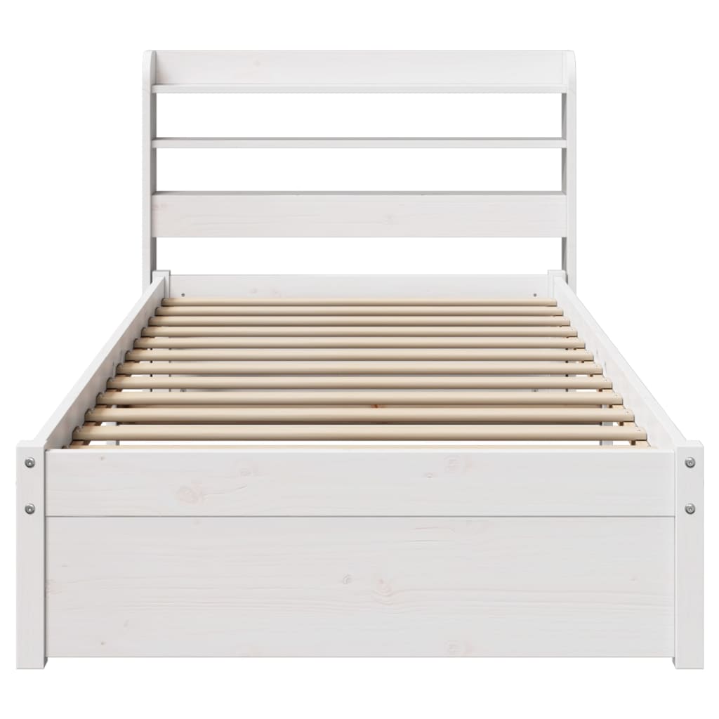 Bed Frame with Headboard without Mattress White 90x190 cm Single