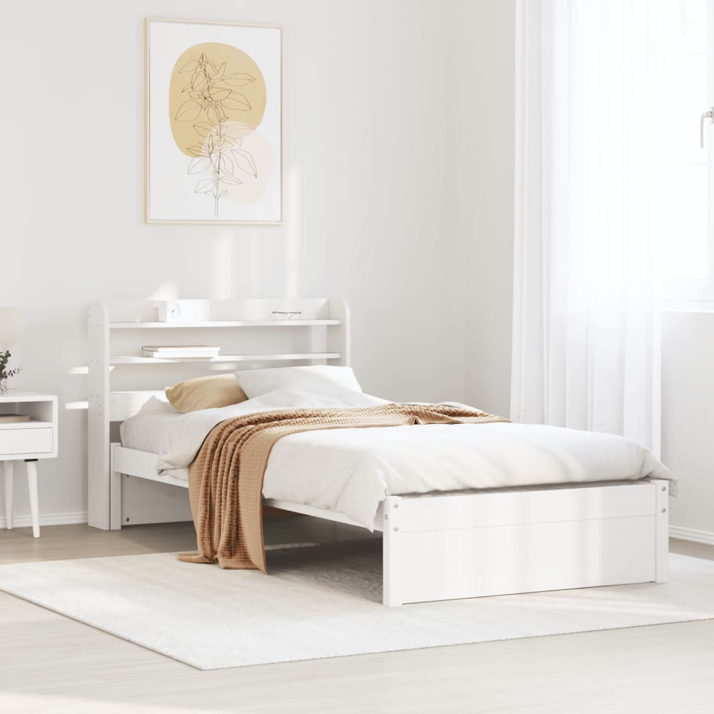 Bed Frame with Headboard without Mattress White 90x200 cm