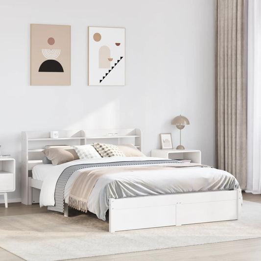 Bed Frame with Headboard without Mattress White 150x200 cm King Size