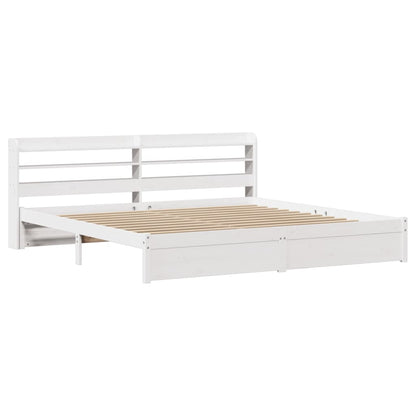 Bed Frame with Headboard without Mattress White 180x200 cm Super King