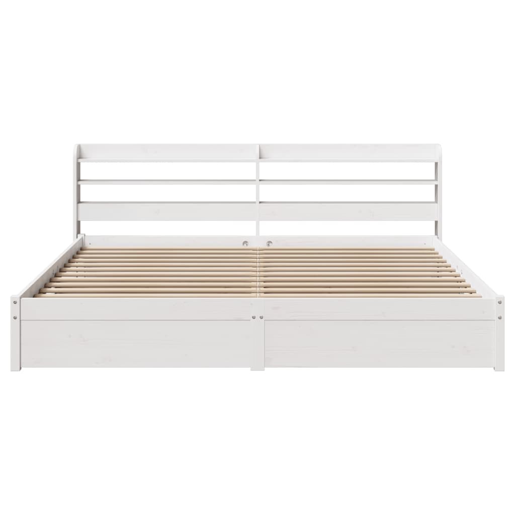 Bed Frame with Headboard without Mattress White 180x200 cm Super King