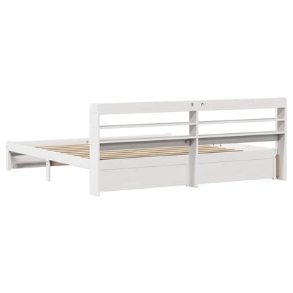 Bed Frame with Headboard without Mattress White 180x200 cm Super King