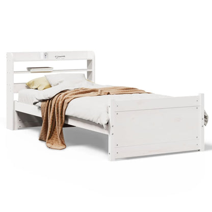 Bed Frame with Headboard without Mattress White 90x190 cm Single