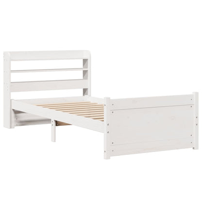 Bed Frame with Headboard without Mattress White 90x190 cm Single