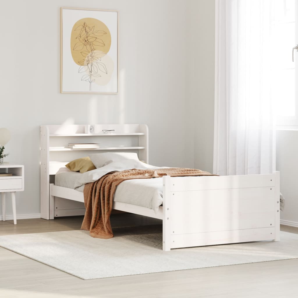 Bed Frame with Headboard without Mattress White 90x190 cm Single